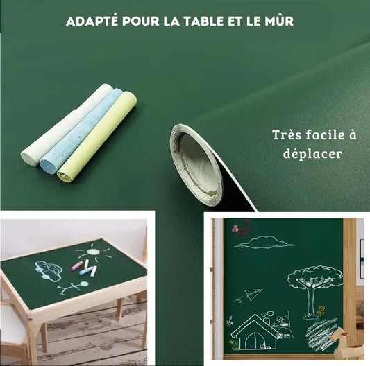 TABLEAU AUTOCOLLANT À CRAIE ET STYLO POUR ENFANT (RENTRÉE SCOLAIRE 2025)