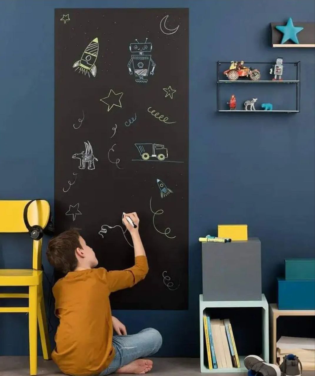 TABLEAU AUTOCOLLANT À CRAIE ET STYLO POUR ENFANT (RENTRÉE SCOLAIRE 2025)